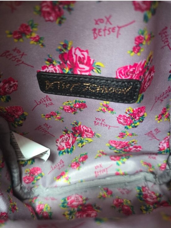 Betsey Johnson Mini Backpack Purse Bag Floral Dog Applique Purple & Pink EUC main image 6